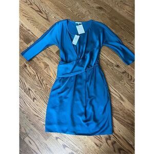 CARVEN NWT Turquoise Party Cocktail Drape Dress Totokaelo FR 38 US 6